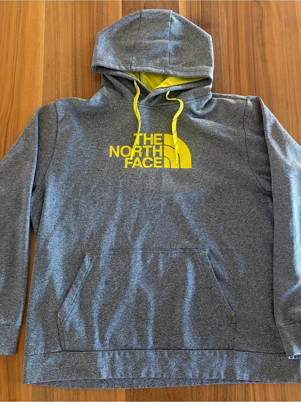 The North Face Gray Crewneck Hoodie with Yellow Logo